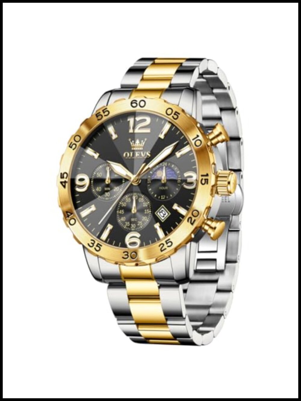 Men's Luxury Chronograph Watch Stainless Steel Waterproof Dress
